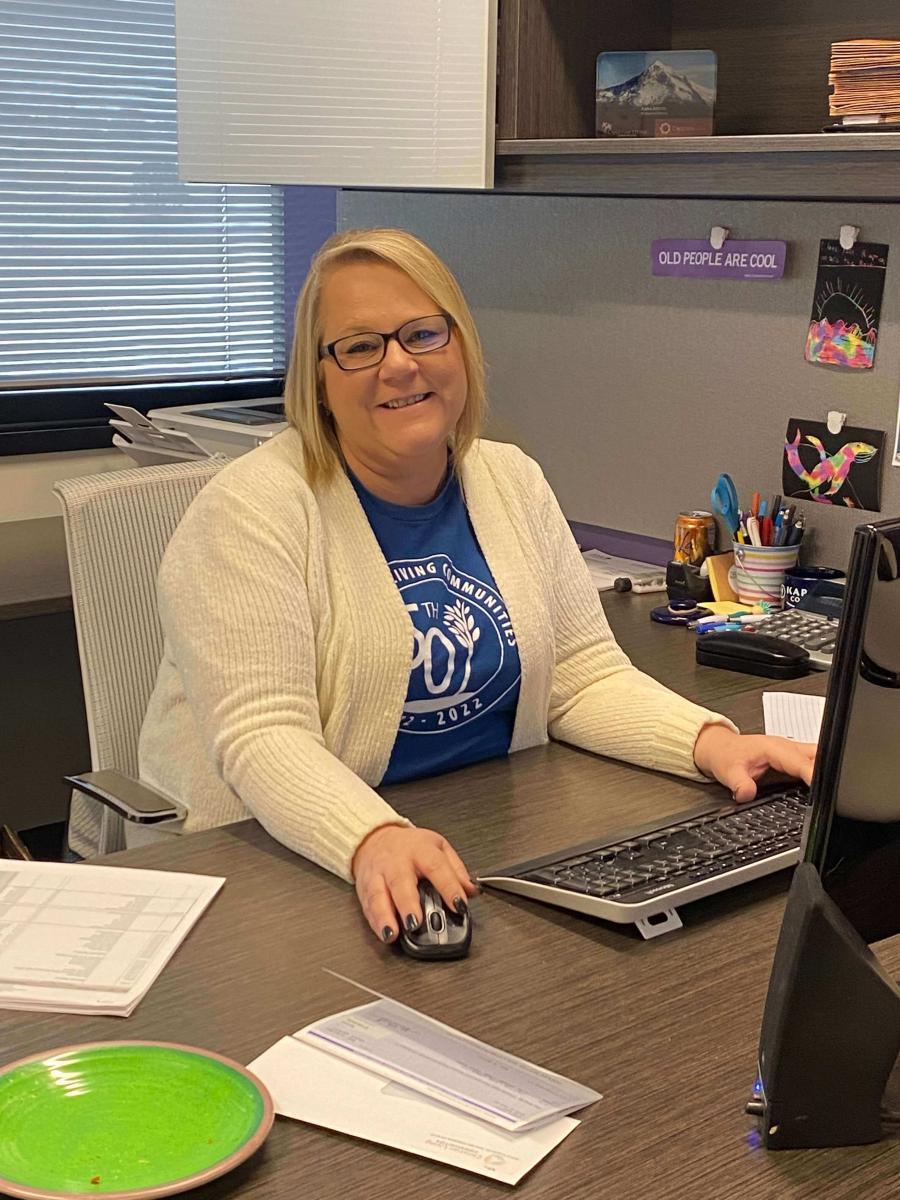 CLC Controller Kara Swierk showing her CLC pride at the  support office.