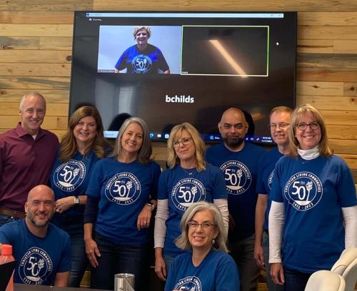 The CLC Leadership Team wore their 50th shirts for their monthly team meeting.